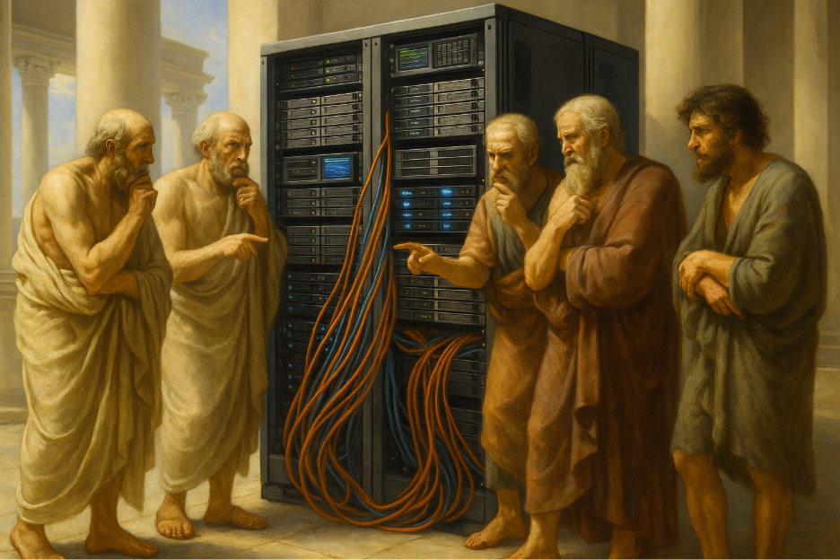 Illustration of people and infrastructure used on the contact section